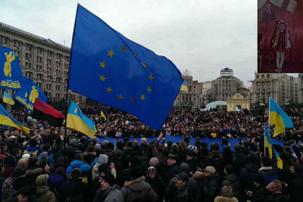 Kosiv, Ukraine - February 2016. Title: Maidan