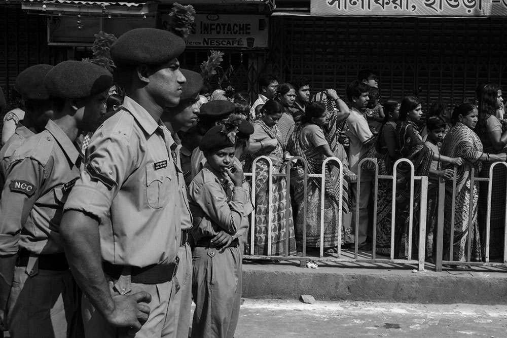 Howrah, India, February 2016, The NCC Cadets looking after the discipline of the processions