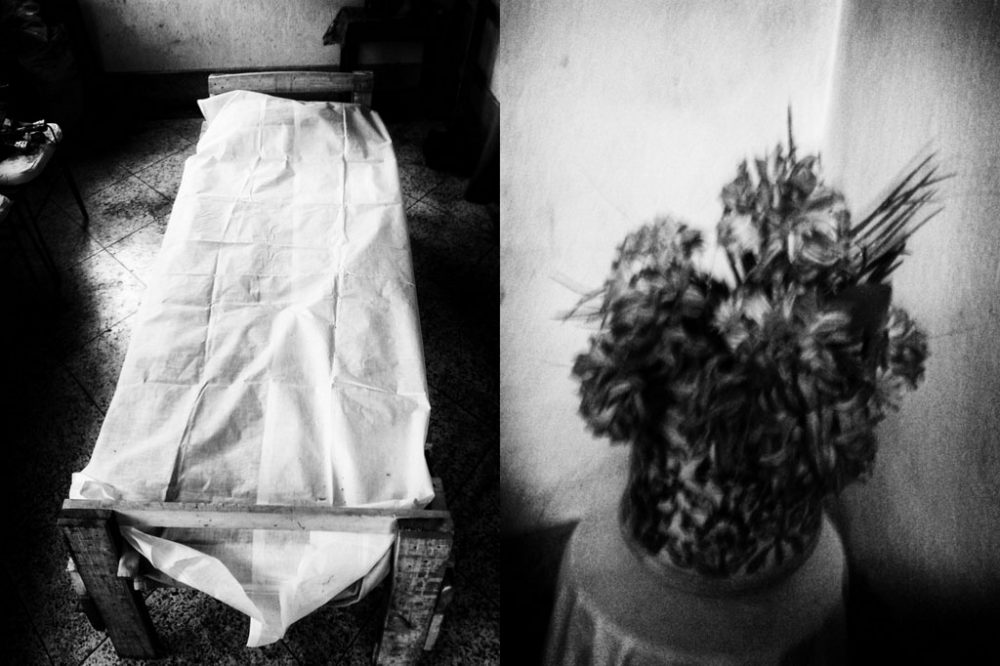 KOLKATA, INDIA - 2015; ending: The death bed that is generally prepared by using pine wood is used to take the body for cremation.