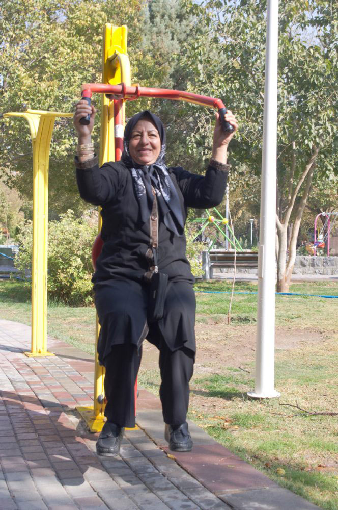 Tehran, Iran - November 2016. A woman is doing exercises.